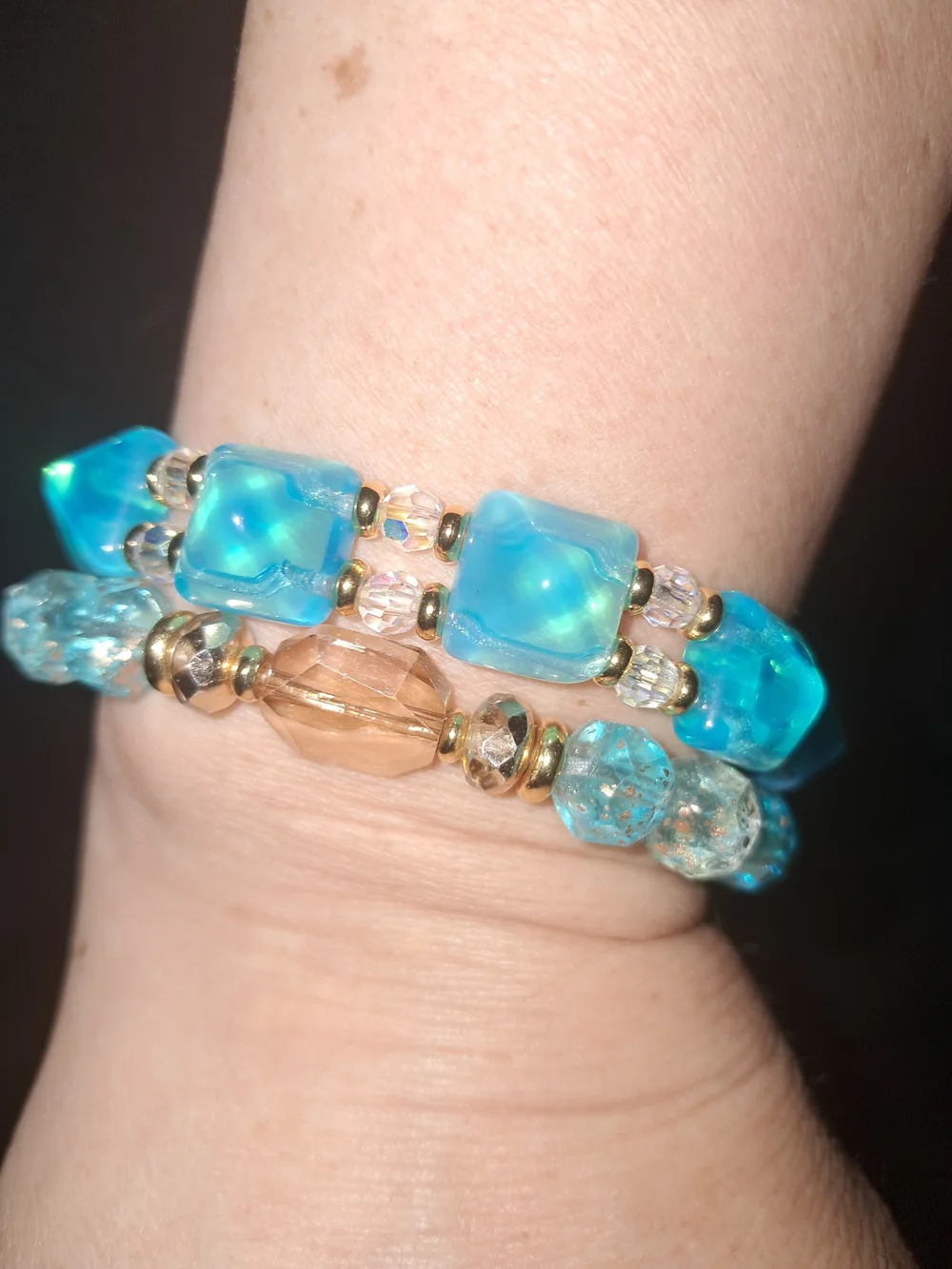 Stash Jewelry 2-Pc Crystal Stack - Turquoise Blue Shimmer Set